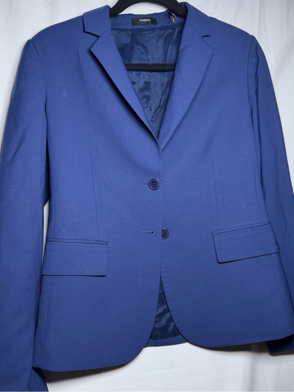 Theory Women's Cobalt Blue Two-Button Blazer 96% Wool